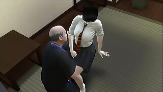 Japanese Step father inviting management be useful to his college step daughter