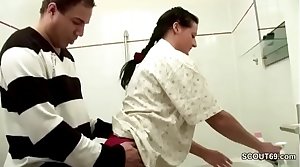 German Step-Son Caught Mom in Bathroom and Seduce to Fuck